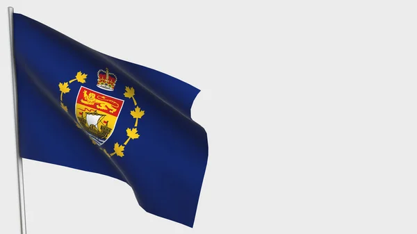 Porucznik-gubernator Nowego Brunszwiku 3d machając flagą ilustracja na maszcie flagowym. — Zdjęcie stockowe