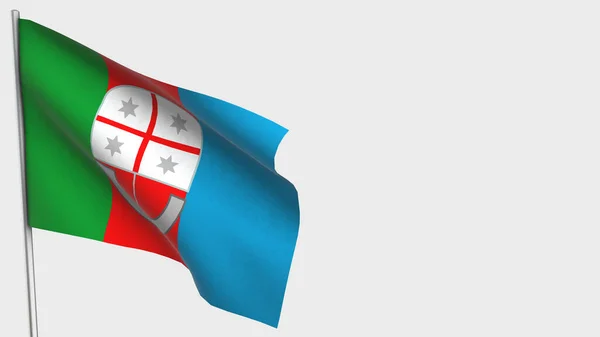 Illustration du drapeau agitant la Ligurie 3D sur le mât de drapeau . — Photo