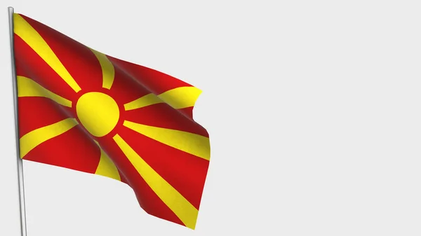 Macedonia 3d machająca flaga ilustracja na maszcie flagowym. — Zdjęcie stockowe