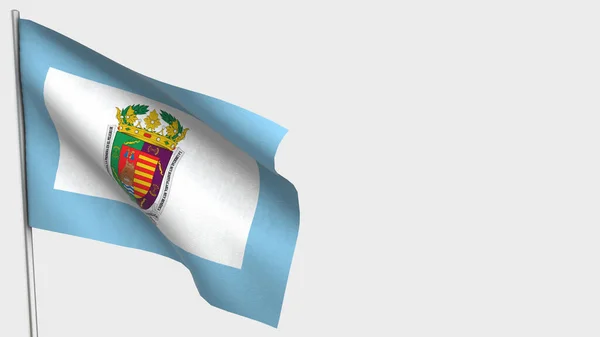 Málaga 3D acenando ilustração bandeira no mastro . — Fotografia de Stock