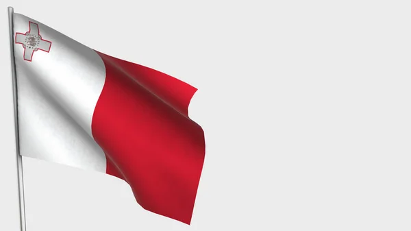 Bayrak direğinde Malta 3d dalgalanan bayrak çizimi. — Stok fotoğraf