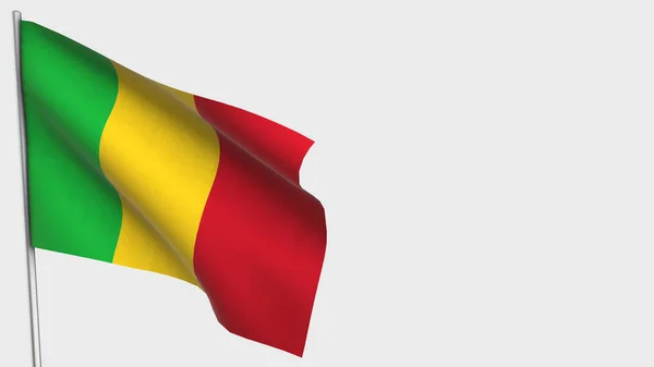 Mali 3d lengő zászló illusztráció zászlórúdra. — Stock Fotó