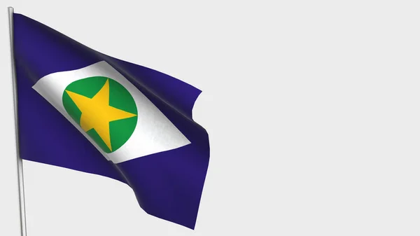 Illustration du drapeau agitant le Mato Grosso 3D sur le mât . — Photo