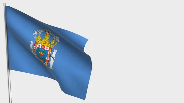 Melilla 3D mávání vlajky ilustrace na stožáru. — Stock fotografie