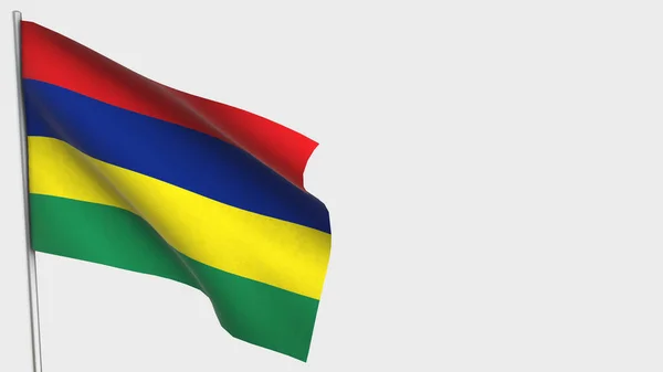 Mauritius 3d zwaaiende vlag illustratie op vlaggenmast. — Stockfoto