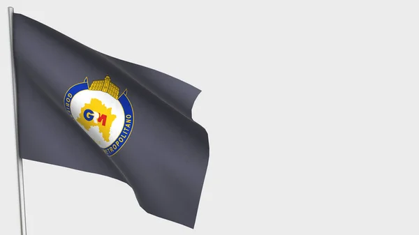 Ilustração da bandeira de acenação 3D metropolitana no mastro . — Fotografia de Stock