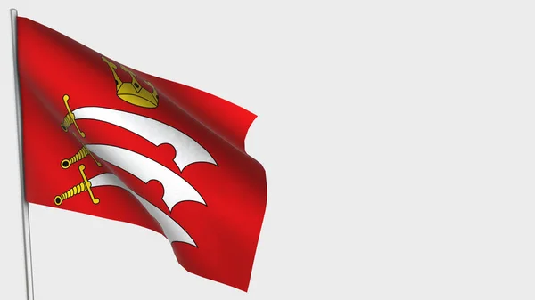 Middlesex 3D waving flag illustration on flagpole. — Stock Photo, Image