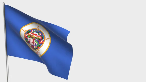 Minnesota 3d viftande flagga illustration på flaggstång. — Stockfoto