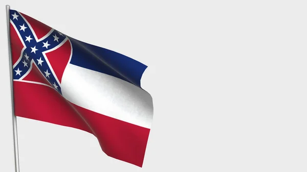 Mississippi 3d zwaaiende vlag illustratie op vlaggenmast. — Stockfoto