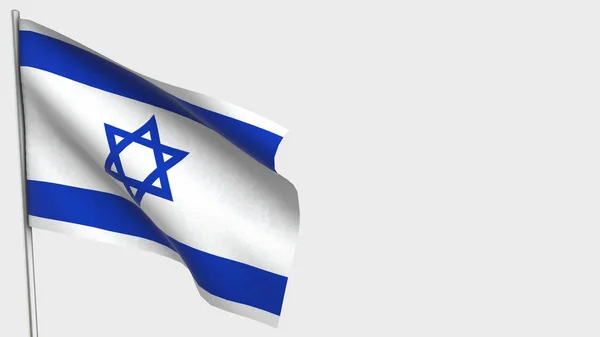 Israele 3D sventola bandiera illustrazione su pennone . Immagini Stock Royalty Free