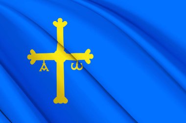 Asturias 3d sallanan bayrak illüstrasyonu.