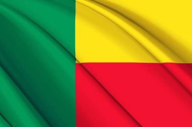 Benin 3d sallanan bayrak illüstrasyonu.