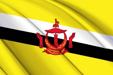 Brunei 3D dalgalı bayrak illüstrasyonu.