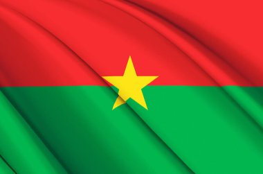 Burkina Faso 3D sallanan bayrak çizimi.