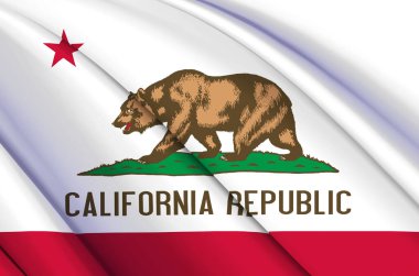 California 3D dalgalı bayrak illüstrasyonu.