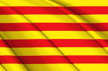 Katalonya 3d sallanan bayrak illüstrasyonu.