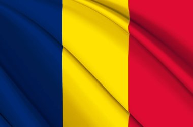 Chad 3D sallanan bayrak çizimi.