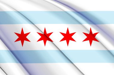 Chicago 3D dalgalı bayrak illüstrasyonu.