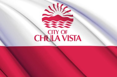 Chula Vista California 3D sallanan bayrak çizimi.