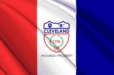 Cleveland 3D sallanan bayrak illüstrasyonu.