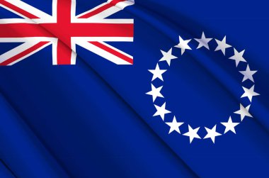 Cook Adaları 3d dalgalı bayrak illüstrasyonu.