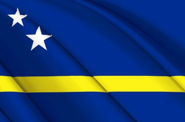 Curacao 3d sallanan bayrak illüstrasyonu.