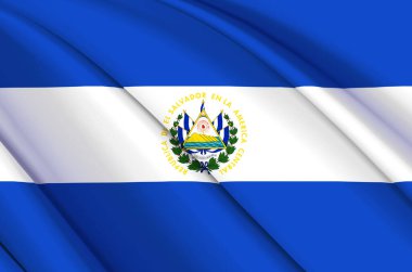 El Salvador 3D sallanan bayrak illüstrasyonu.