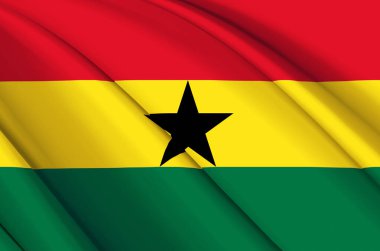 Gana 3d sallanan bayrak illüstrasyonu.