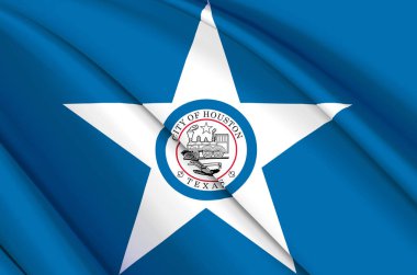 Houston Teksas 3D dalgalı bayrak illüstrasyonu.