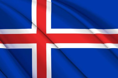 İzlanda 3d dalgalı bayrak illüstrasyonu.