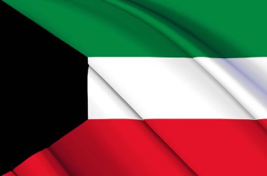 Kuveyt 3d sallanan bayrak illüstrasyonu.