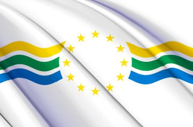 Los Rios _ Şili 3d bayrak sallama illüstrasyonu.