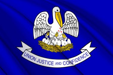 Louisiana 3D dalgalı bayrak illüstrasyonu.