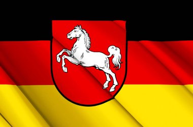 Aşağı Saksonya 3d sallanan bayrak illüstrasyonu.