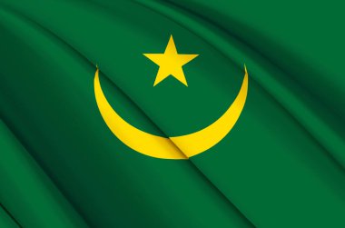 Moritanya 3D dalgalı bayrak çizimi.