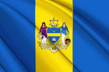 Philadelphia Pennsylvania 3D dalgalı bayrak illüstrasyonu.