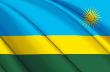 Ruanda 3D dalgalı bayrak çizimi.