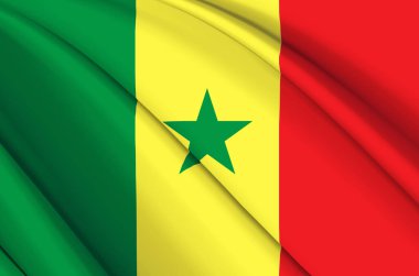 Senegal 3d sallanan bayrak illüstrasyonu.