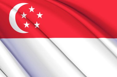 Singapur 3d sallanan bayrak illüstrasyonu.