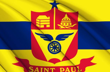 St. Paul Minnesota 3D sallanan bayrak illüstrasyonu.