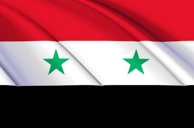 Suriye 3d dalgalı bayrak illüstrasyonu.