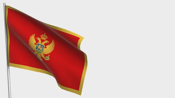 Černá Hora 3D mávání vlajky ilustrace na stožáru. — Stock fotografie