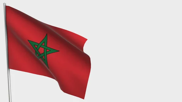 Maroc Illustration de drapeau agitant 3D sur mât de drapeau . — Photo