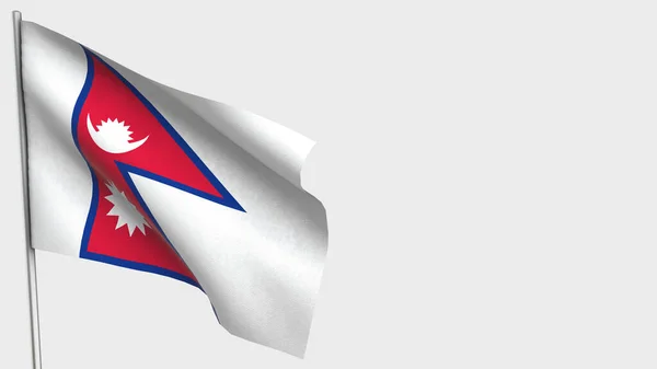 Nepal 3d machając flagą ilustracja na maszcie flagowym. — Zdjęcie stockowe