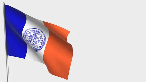New York City 3d zwaaiende vlag illustratie op vlaggenmast. — Stockfoto