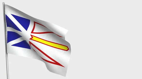 Nowa Fundlandia i Labrador 3d machając flagą ilustracji na maszcie flagowym. — Zdjęcie stockowe