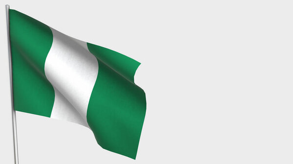 Nigeria 3D waving flag illustration on Flagpole. Perfect for background with space on the right side.