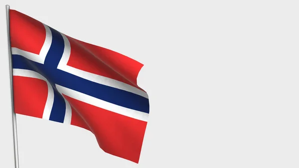 Norwegia 3d machając flagą ilustracja na maszcie flagowym. — Zdjęcie stockowe