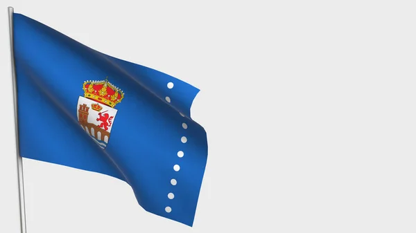 Ilustración de la bandera ondeante Ourense 3D en asta de bandera . — Foto de Stock