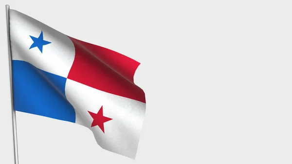 Panamá 3D acenando com a bandeira ilustração no mastro . — Fotografia de Stock